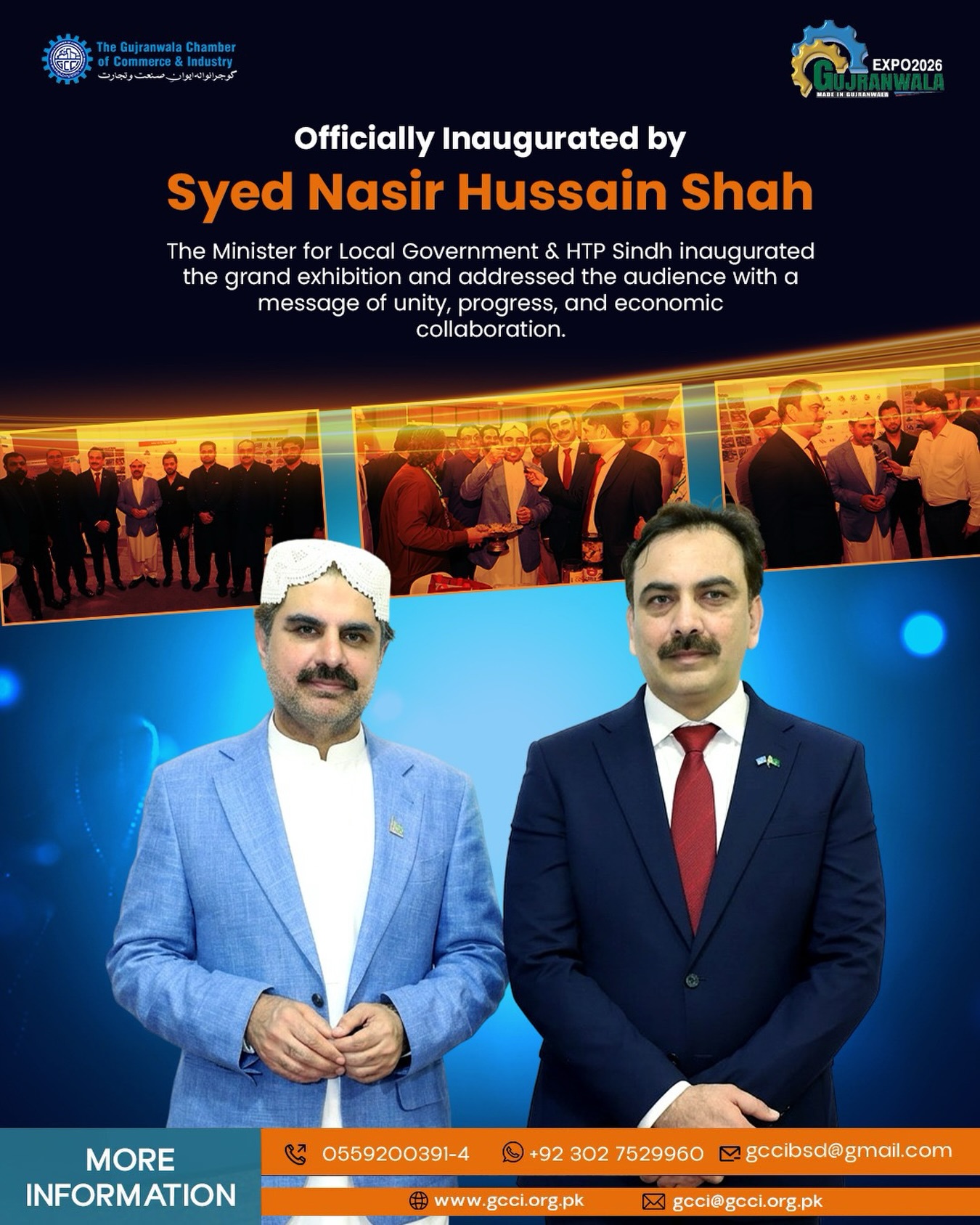 The Made in Gujranwala 2026 exhibition at the Karachi Expo Centre reached a remarkable moment with the visit of Mr. Syed Nasir Hussain Shah, Federal Minister for Local Government. 