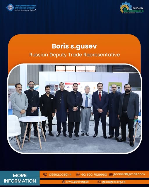 The Karachi Expo Centre became a hub of international dialogue as Mr. Boris S. Gusev, Russian Deputy Trade Representative, attended Made in Gujranwala 2026. 