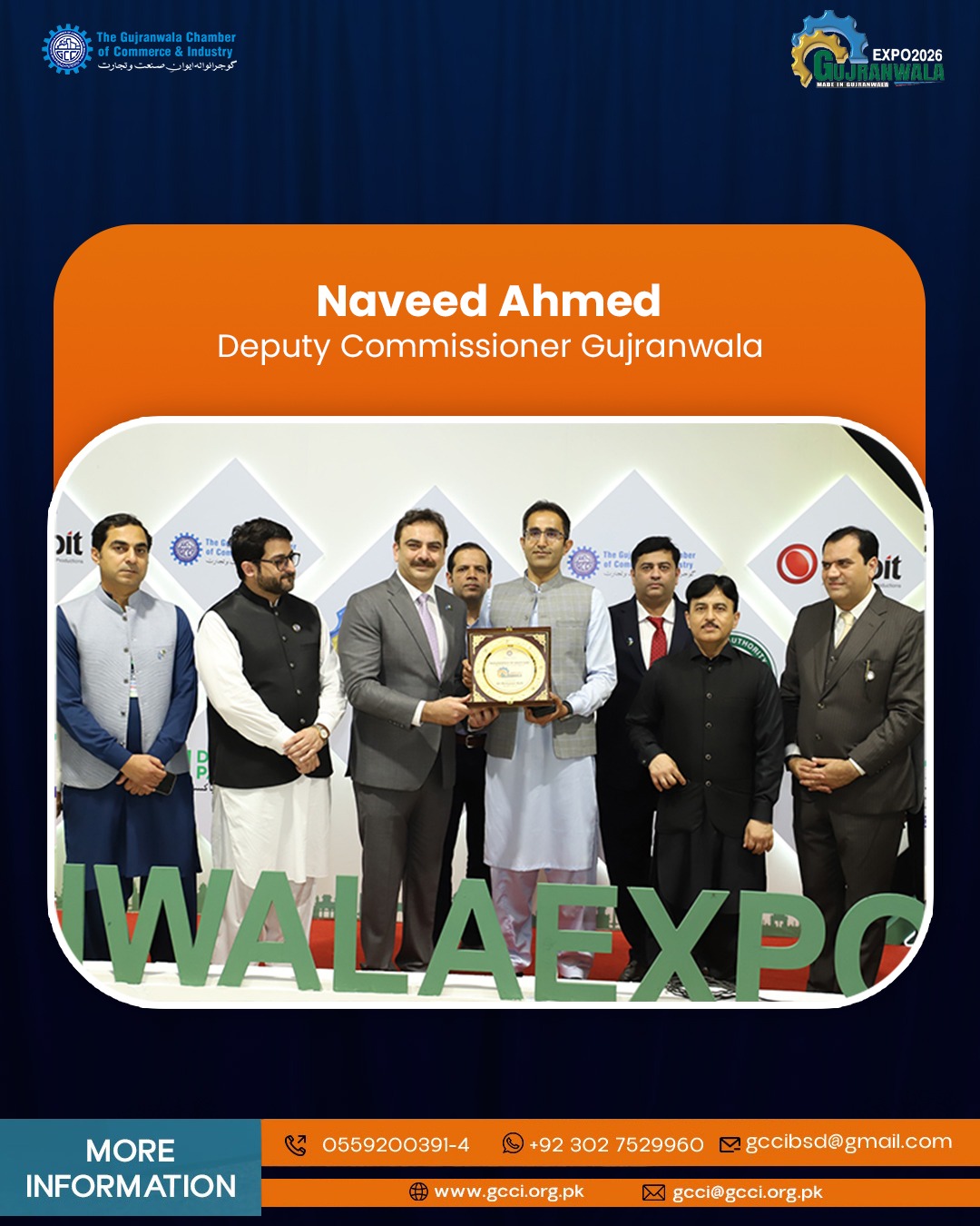 We were pleased to welcome Naveed Ahmed, Deputy Commissioner Gujranwala, to Made in Gujranwala 2026 at the Karachi Expo Centre. His visit demonstrated local governance support for industry-led initiatives. 