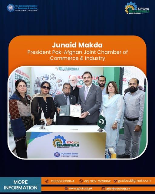 We proudly welcomed Junaid Makda, President Pak-Afghan Joint Chamber of Commerce & Industry, to Made in Gujranwala 2026 at the Karachi Expo Centre. 